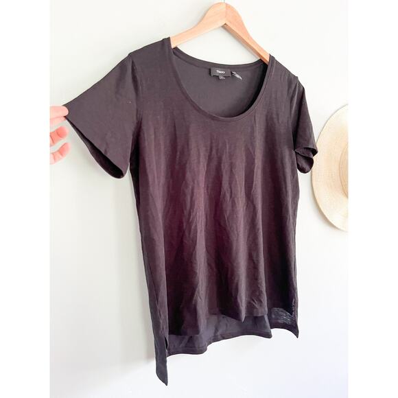 Theory | Pinati B Scoop Neck Slubbed Modal Jersey Atmos Light Tee | Black | Sz L - Picture 3 of 8